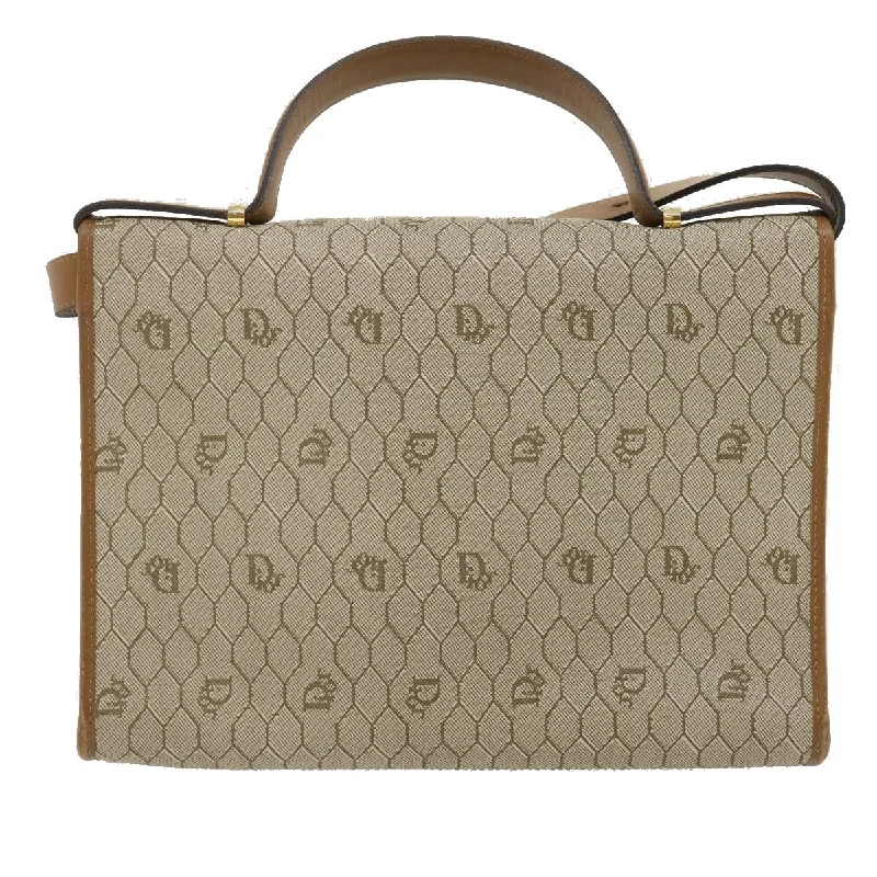 Christian Dior tote bags with a double - handle and shoulder - strap optionCHRISTIAN DIOR Honeycomb Canvas Hand Bag PVC Leather 2way Beige Auth am2383g