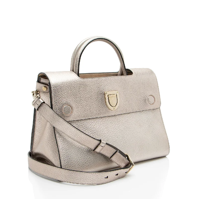 Christian Dior handbags with a snap - button closure and a decorative buckleDior Metallic Calfskin Diorever Medium Tote (gv785H)