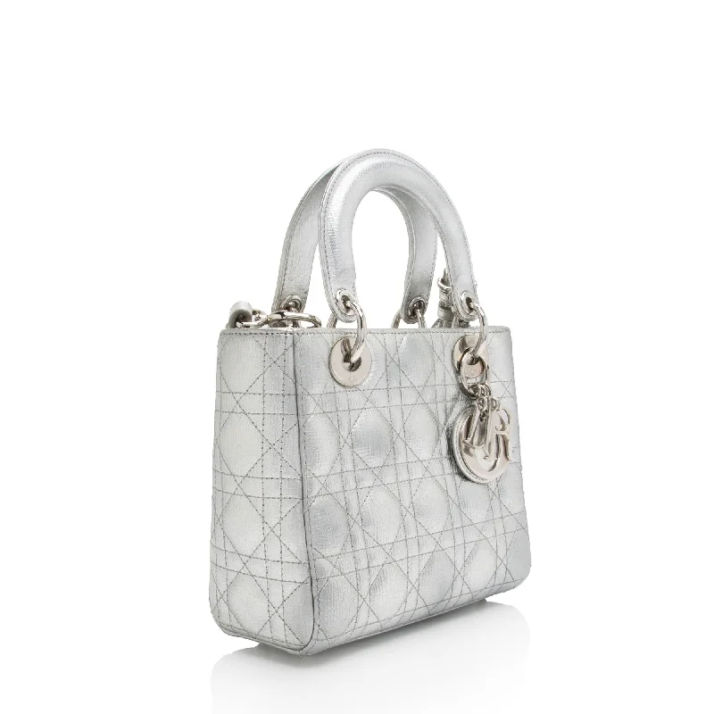 Christian Dior bags with a detachable coin purse insideDior Metallic Leather Lady Dior Small Tote (4YtjmZ)