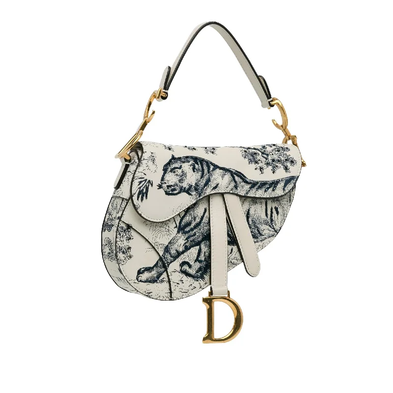 Christian Dior handbags with a back - pocket for quick storageDior Mini Calfskin Toile de Jouy Saddle Bag (pyknsl)